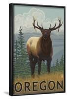 Elk Scene - Oregon, c.2009-Lantern Press-Framed Art Print