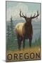 Elk Scene - Oregon, c.2009-Lantern Press-Mounted Art Print