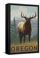 Elk Scene - Oregon, c.2009-Lantern Press-Framed Stretched Canvas