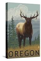 Elk Scene - Oregon, c.2009-Lantern Press-Stretched Canvas