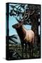 Elk - Scratchboard-Lantern Press-Stretched Canvas