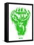 Elk Spray Paint Green-Anthony Salinas-Framed Stretched Canvas