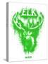 Elk Spray Paint Green-Anthony Salinas-Stretched Canvas