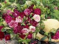 Heart Shaped Arrangement of Roses and Straw Hat-Elke Borkowski-Photographic Print