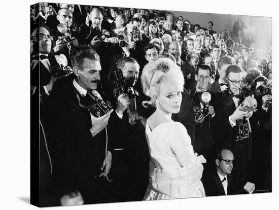 Elke Sommer Attending the Cannes Film Festival Amid a Sea of Photographers-Paul Schutzer-Stretched Canvas