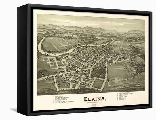 Elkins, West Virginia - Panoramic Map-Lantern Press-Framed Stretched Canvas