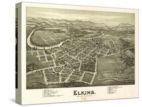 Elkins, West Virginia - Panoramic Map-Lantern Press-Stretched Canvas