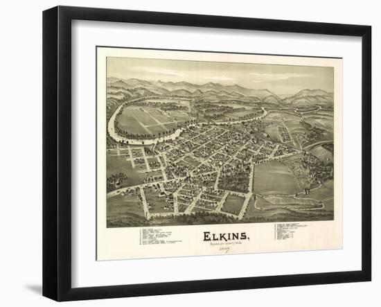 Elkins, West Virginia - Panoramic Map-Lantern Press-Framed Art Print