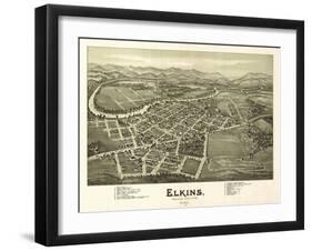 Elkins, West Virginia - Panoramic Map-Lantern Press-Framed Art Print