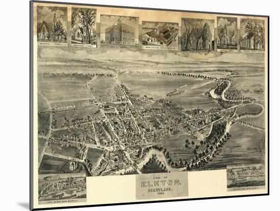 Elkton, Maryland - Panoramic Map-Lantern Press-Mounted Art Print