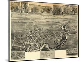 Elkton, Maryland - Panoramic Map-Lantern Press-Mounted Art Print