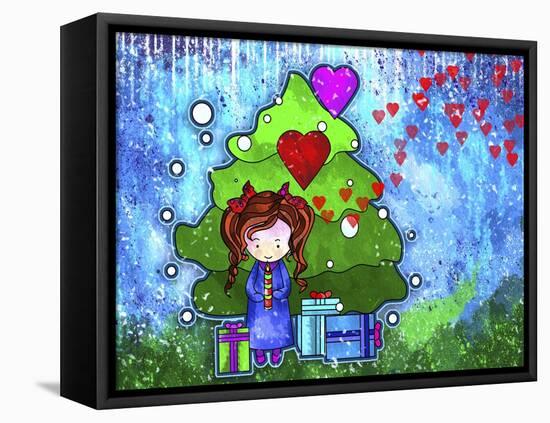 Ella 02 under Tree Xmas-Asmaa’ Murad-Framed Stretched Canvas