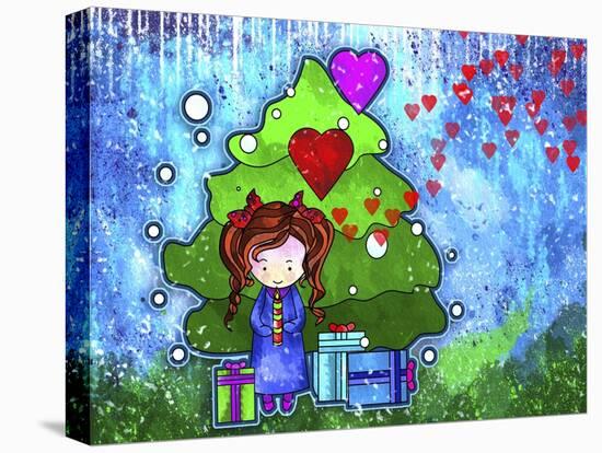 Ella 02 under Tree Xmas-Asmaa’ Murad-Stretched Canvas