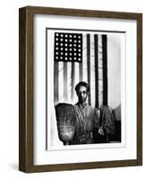 Ella Watson Standing with Broom and Mop in Front of American Flag, Part of Depression Era Survey-Gordon Parks-Framed Photographic Print