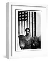 Ella Watson Standing with Broom and Mop in Front of American Flag, Part of Depression Era Survey-Gordon Parks-Framed Photographic Print