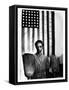 Ella Watson Standing with Broom and Mop in Front of American Flag, Part of Depression Era Survey-Gordon Parks-Framed Stretched Canvas