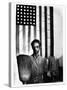 Ella Watson Standing with Broom and Mop in Front of American Flag, Part of Depression Era Survey-Gordon Parks-Stretched Canvas