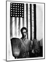 Ella Watson Standing with Broom and Mop in Front of American Flag, Part of Depression Era Survey-Gordon Parks-Mounted Photographic Print