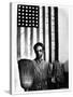 Ella Watson Standing with Broom and Mop in Front of American Flag, Part of Depression Era Survey-Gordon Parks-Stretched Canvas