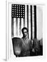 Ella Watson Standing with Broom and Mop in Front of American Flag, Part of Depression Era Survey-Gordon Parks-Framed Photographic Print