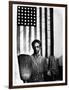 Ella Watson Standing with Broom and Mop in Front of American Flag, Part of Depression Era Survey-Gordon Parks-Framed Photographic Print