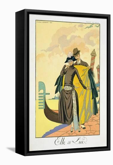 Elle Et Lui, 1921 (Pochoir Print)-Georges Barbier-Framed Stretched Canvas