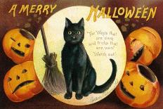 Halloween Greetings with Black Cat and Carved Pumpkins, 1909-Ellen Hattie Clapsaddle-Framed Giclee Print