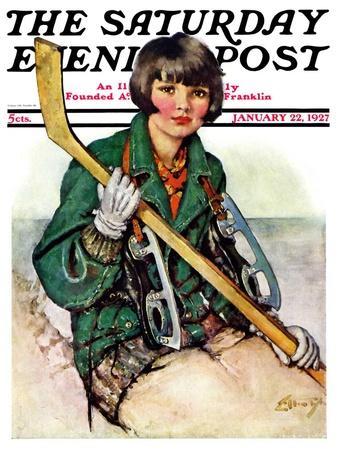 "Girl Hockey Player," Saturday Evening Post Cover, January 22, 1927