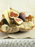 Fresh Figs and Cheese on Rustic White Bread-Ellen Silverman-Photographic Print
