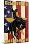 Ellensburg, Washington - Bronco and Star-Lantern Press-Mounted Art Print