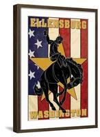 Ellensburg, Washington - Bronco and Star-Lantern Press-Framed Art Print