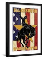 Ellensburg, Washington - Bronco and Star-Lantern Press-Framed Art Print