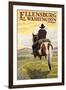 Ellensburg, Washington - Cowboy on Ridge-Lantern Press-Framed Art Print