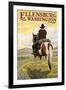 Ellensburg, Washington - Cowboy on Ridge-Lantern Press-Framed Art Print