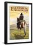 Ellensburg, Washington - Cowboy on Ridge-Lantern Press-Framed Art Print