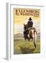 Ellensburg, Washington - Cowboy on Ridge-Lantern Press-Framed Art Print