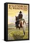 Ellensburg, Washington - Cowboy on Ridge-Lantern Press-Framed Stretched Canvas