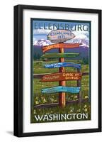 Ellensburg, Washington - Destination Signpost-Lantern Press-Framed Art Print