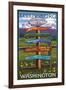 Ellensburg, Washington - Destination Signpost-Lantern Press-Framed Art Print