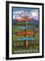 Ellensburg, Washington - Destination Signpost-Lantern Press-Framed Art Print