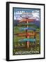 Ellensburg, Washington - Destination Signpost-Lantern Press-Framed Art Print