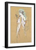 Elles - with Mirror in Hand, 1896-Henri de Toulouse-Lautrec-Framed Giclee Print