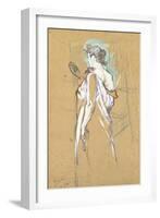 Elles - with Mirror in Hand, 1896-Henri de Toulouse-Lautrec-Framed Giclee Print