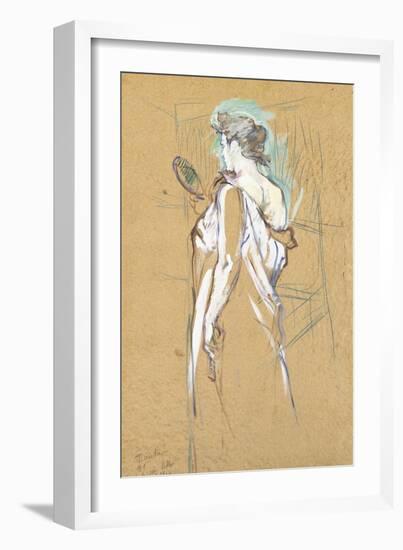 Elles - with Mirror in Hand, 1896-Henri de Toulouse-Lautrec-Framed Giclee Print