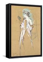 Elles - with Mirror in Hand, 1896-Henri de Toulouse-Lautrec-Framed Stretched Canvas