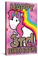 Ellie Ripberger Unicorn - Happy 3rd Birthday-Trends International-Stretched Canvas