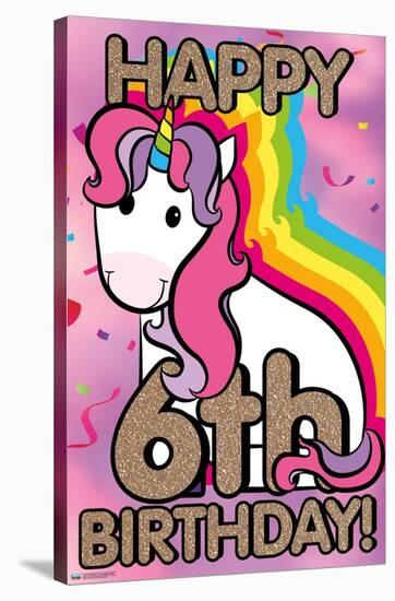 Ellie Ripberger Unicorn - Happy 6th Birthday-Trends International-Stretched Canvas