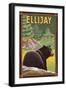 Ellijay, Georgia - Black Bear in Forest-Lantern Press-Framed Art Print