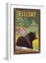 Ellijay, Georgia - Black Bear in Forest-Lantern Press-Framed Art Print