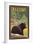 Ellijay, Georgia - Black Bear in Forest-Lantern Press-Framed Art Print